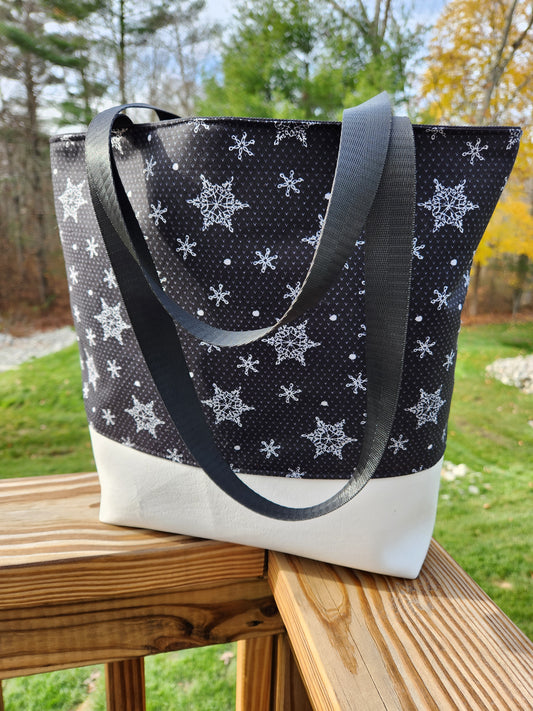 Snowflake on Black Tote