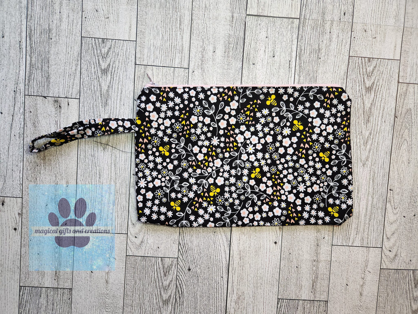 Bees & Flowers Wristlet