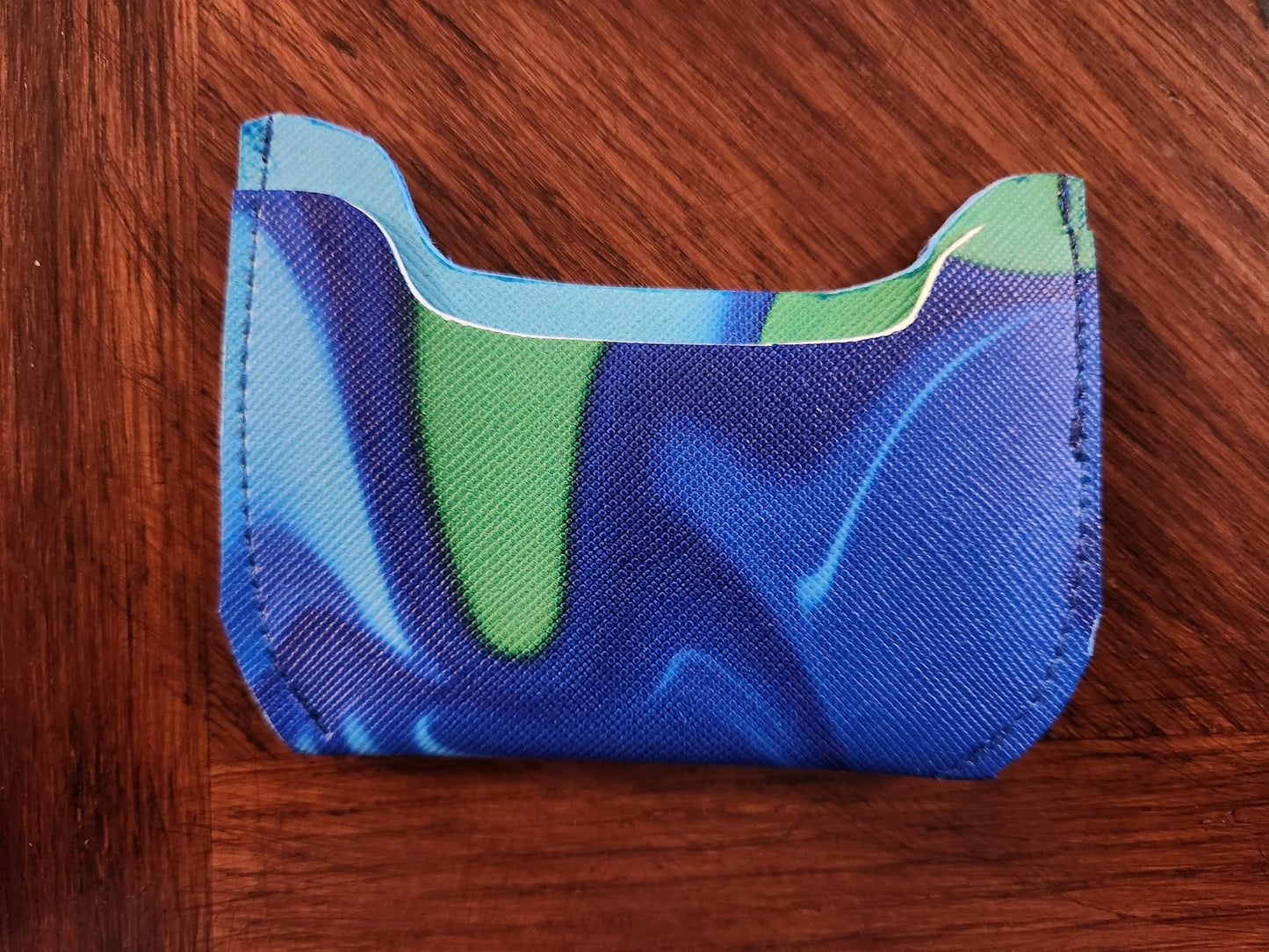 Blue Green Liquid Satin Card Wallet