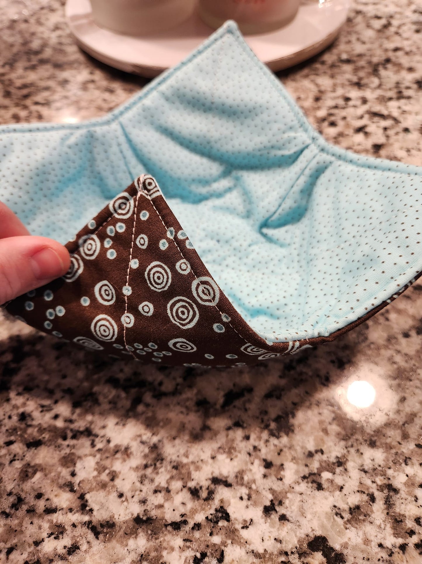 Blue Circles/Aqua Dot Bowl Cozy