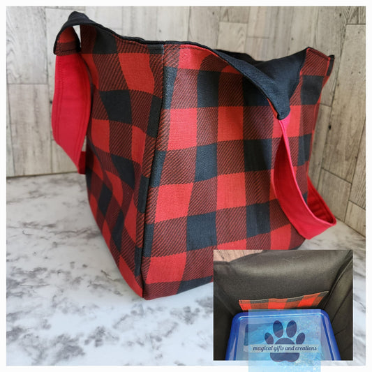 Buffalo Plaid Bucket Tote