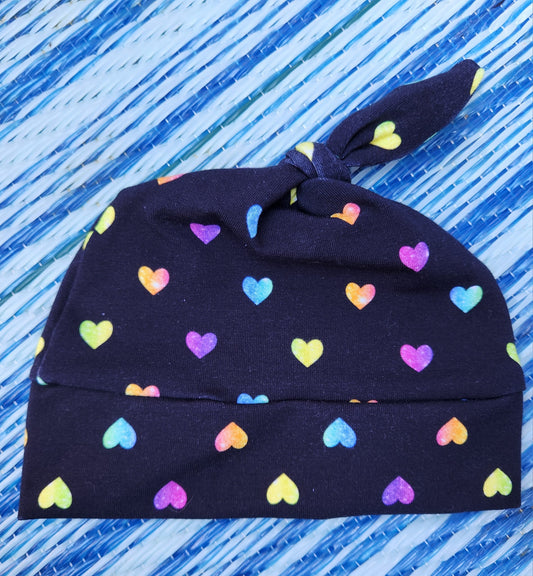 Hearts Baby Hat with Knot