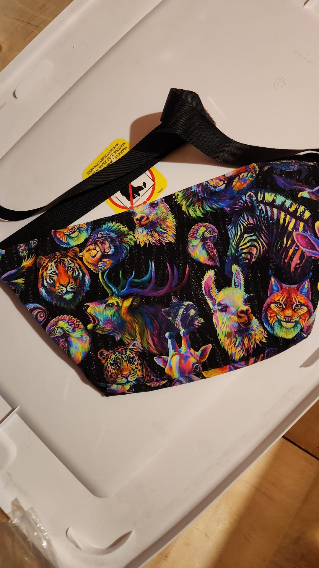 Neon Animals Black Hip Bag