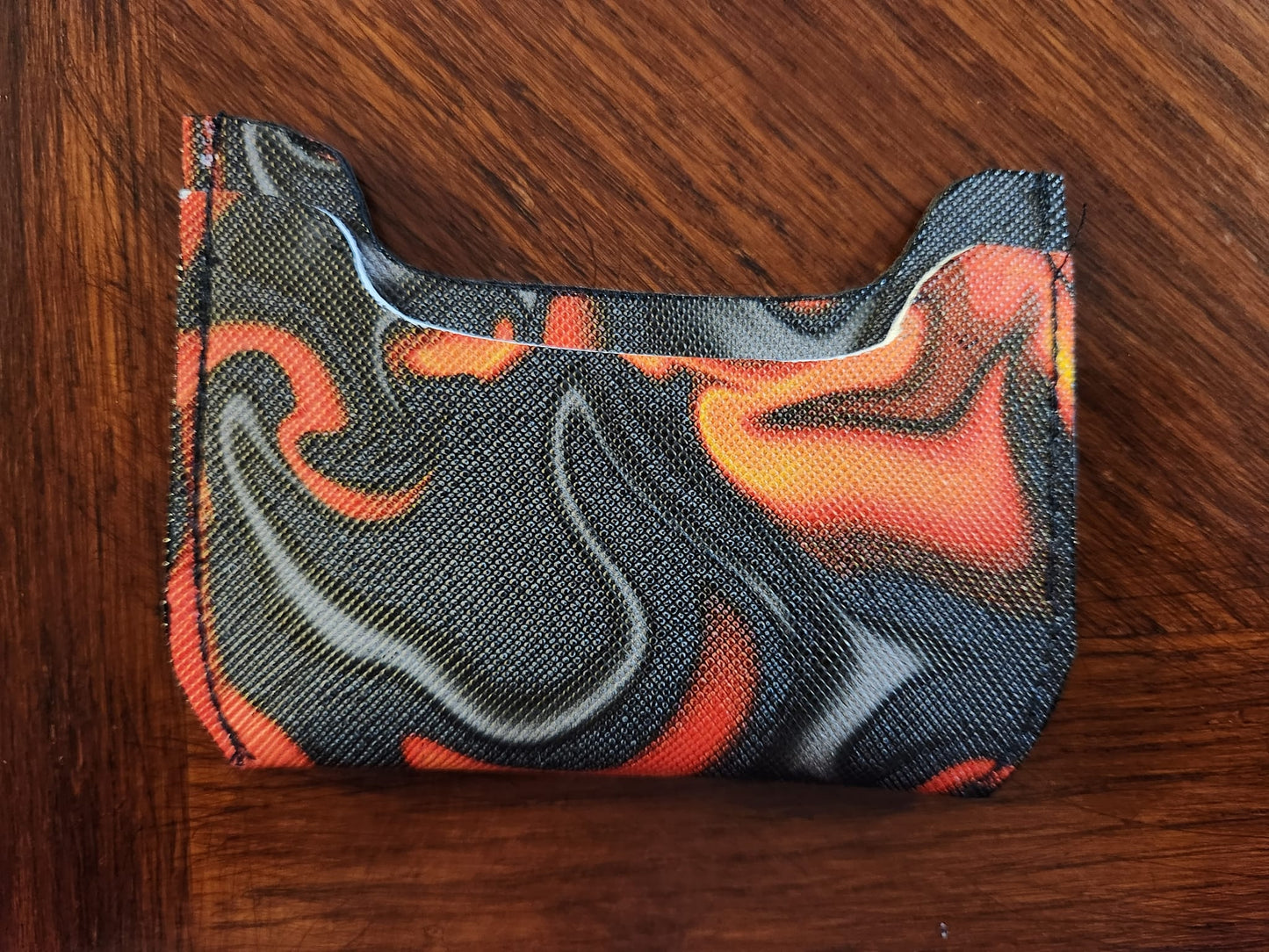 Orange and Black Liquid Satin Card Wallet