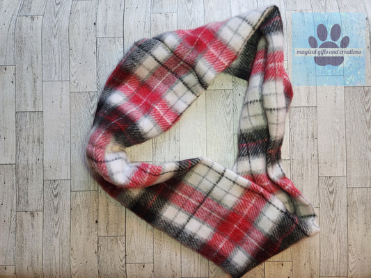 Black and Red Plaid Fuzzy Infinity Scarf