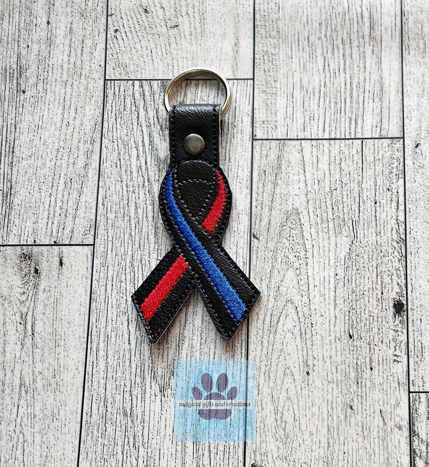 Police Fire Ribbon Key Chain